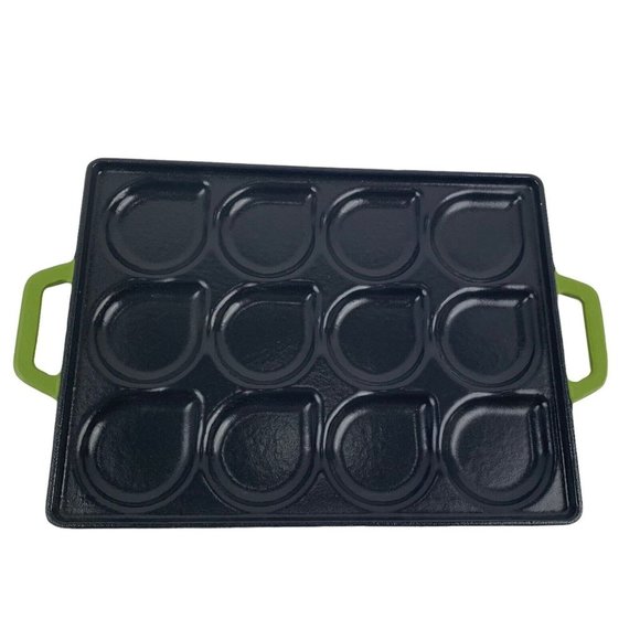 Zakarian Cast Iron Seafood Pan Non Stick Green Heavy Oven Safe With Handles - Picture 1 of 9